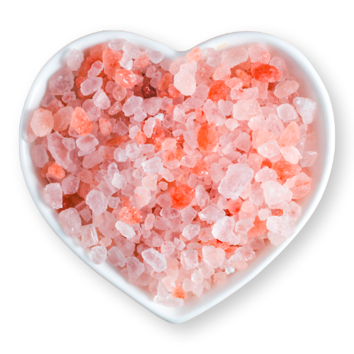 pink himalayan salt scrub in heart dish - lumeurias face and body scrubs